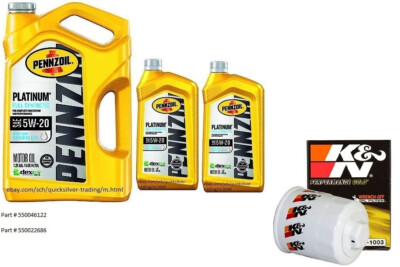 Pennzoil Platinum 5W-20 Full Synthetic Motor Oil, 7 Quarts w/K&N Oil Filter