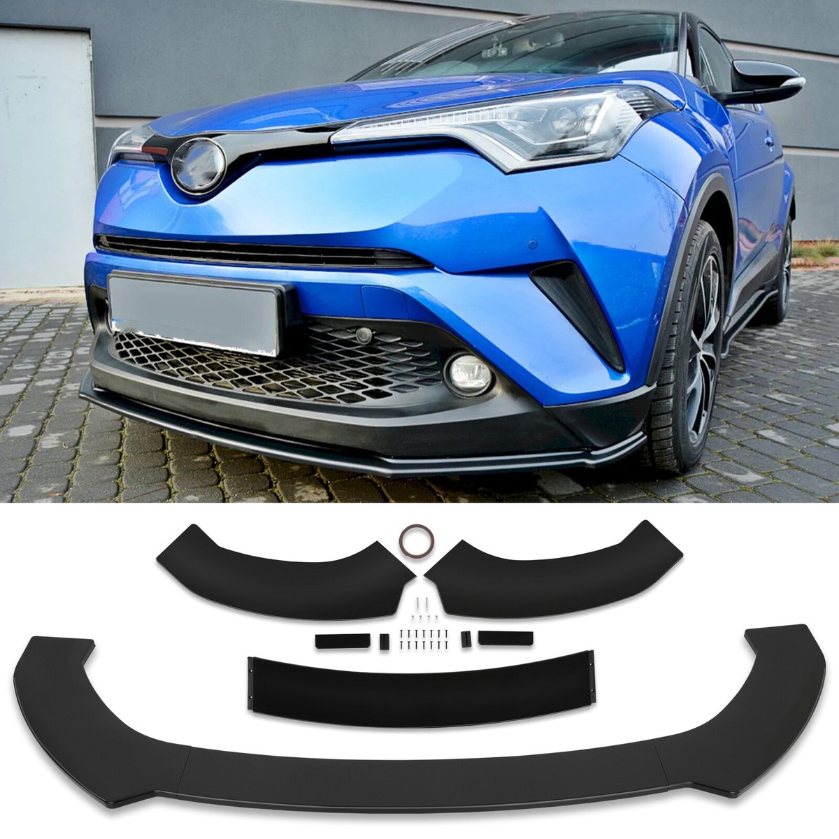 For Toyota CHR 2018-2022 Gloss Black Front Bumper Lip Spoiler