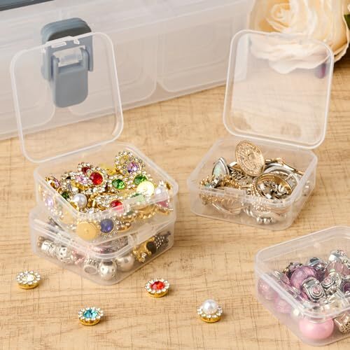 Small Bead Organizers with Handle, 24 Pcs Plastic Storage Cases, Mini Clear - Picture 8 of 8