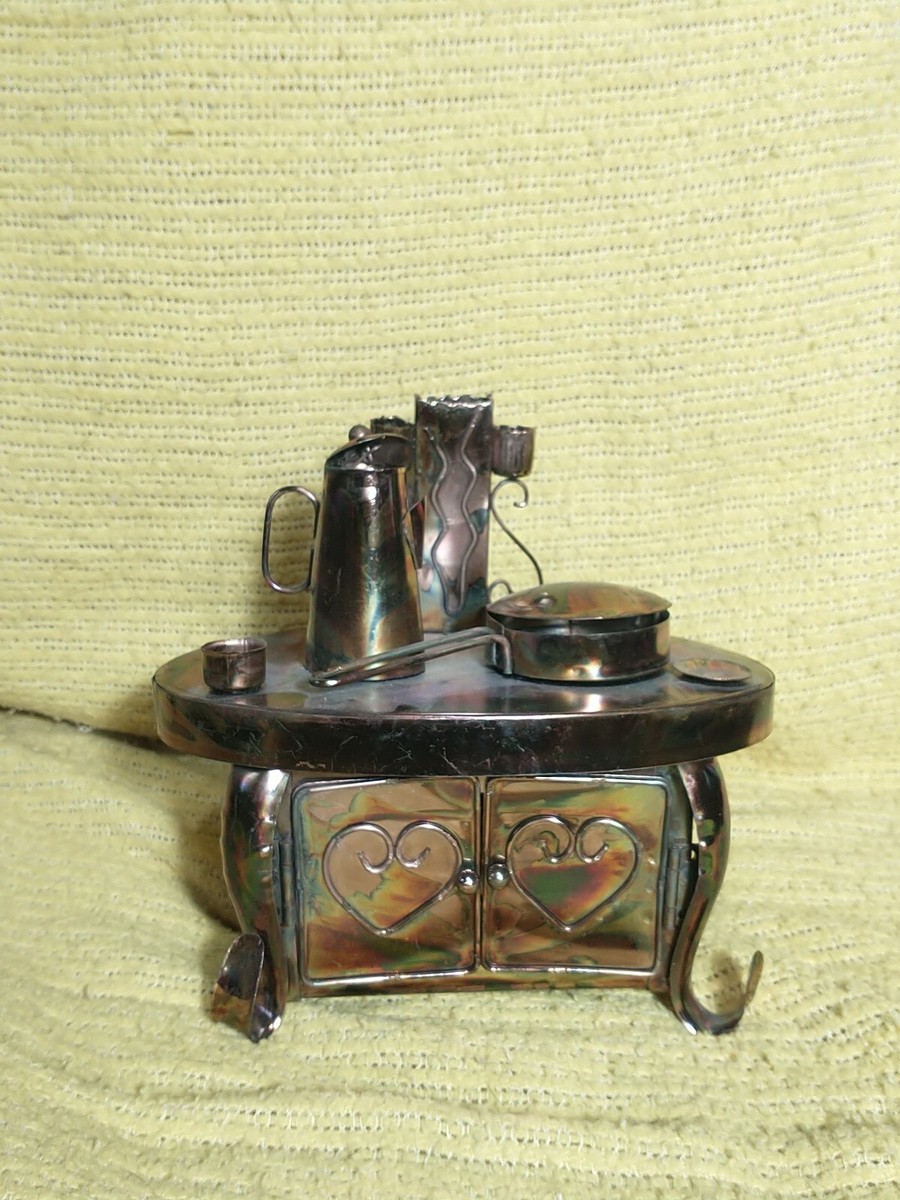 Vintage tin Copper Metal Stove Wind Up Music Box Plays My Vintage tin Copper Metal Stove Wind Up Music Box Plays My