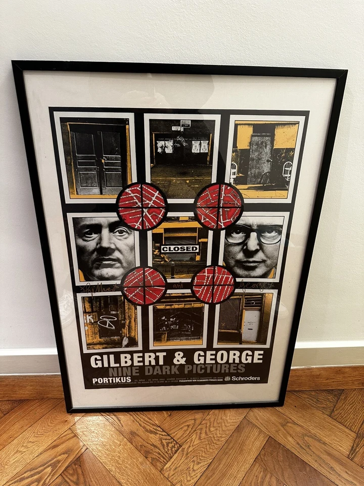 Signiertes Hand Signed Gilbert and George Poster Nine Dark Pictures 2002
