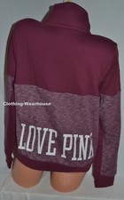 Victoria's Secret PINK Red Marl Logo Perfect Quarter Zip Pullover Sweatshirt M