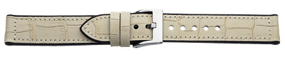 Eichmüller 20mm Hybrid Leder Uhren Armband Beige Silikon gepolstert Krokonarbung
