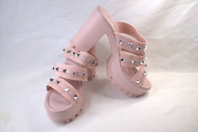 Cape Robbin Size 11 tiny heel Open Toe studded with Chunky Heels blush