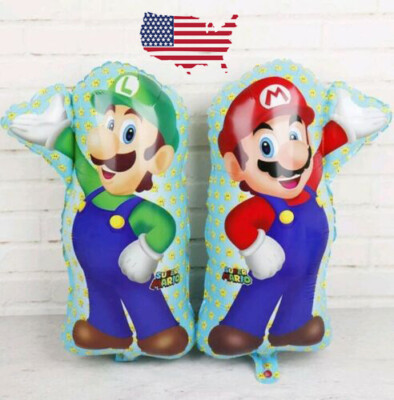 XL SUPER BIG 27'' Super Mario Bros 2x Helium Balloons Birthday Party FAST USA