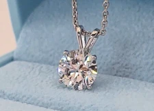 2.00 Ct D VS1 Round Lab Grown Diamond Pendant 14k White Gold IGI Certified
