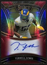 2020 Panini Select Signatures Red Prizm Terrell Lewis #SS-TLE 46/50 Auto Rams