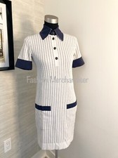 100% Authentic CHANEL 15S White/Navy Runway Dress SZ34