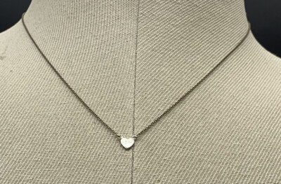 STERLING SILVER HEART NECKLACE  DAINTY SIGNED UNSURE MAKERS MARK