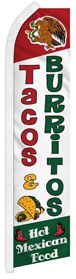 Pack of 2 Mexican Hot Tacos Burritos Swooper Super Feather Marketing Flag