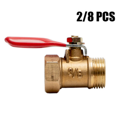 2/8PC 3/8'' Male Female NPT Brass Ball Valve Water Air Tank Drain Shut Off US##