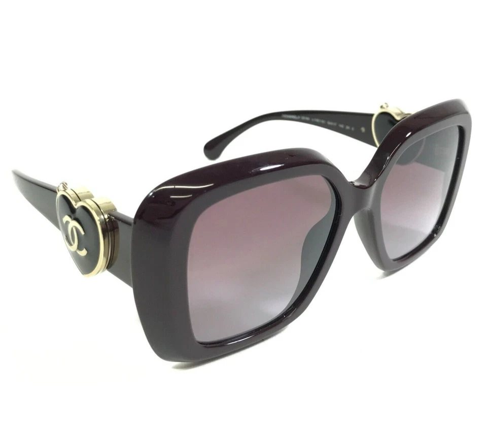 Gafas de sol Chanel 5518-A c.1461/S1 oro borgoña monturas de ajuste asiático con broche corazones Foto 4 de 4