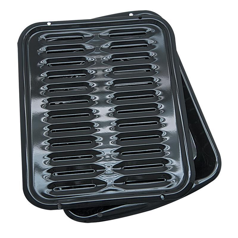 Heavy Duty 2 Piece Black Porcelain Air Fry Bake and Broiler Pan Rectangular New