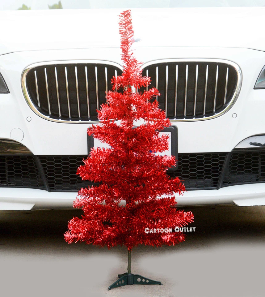 Christmas Small Tinsel Tree Red Artificial 2 .9"  Tabletop Pine Style Table Top  - Image 4 of 4
