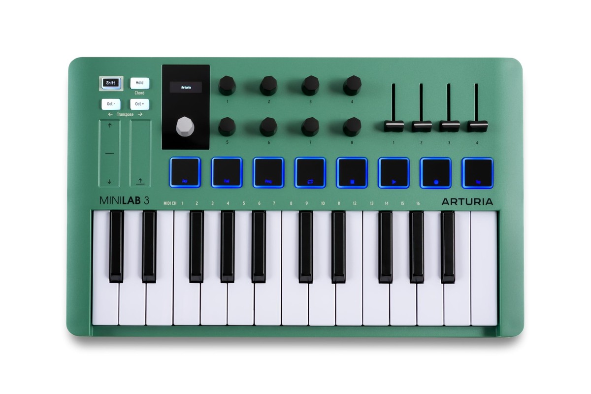 Mint Green 25 Note USB C MIDI Keyboard Controller with RGB Pads