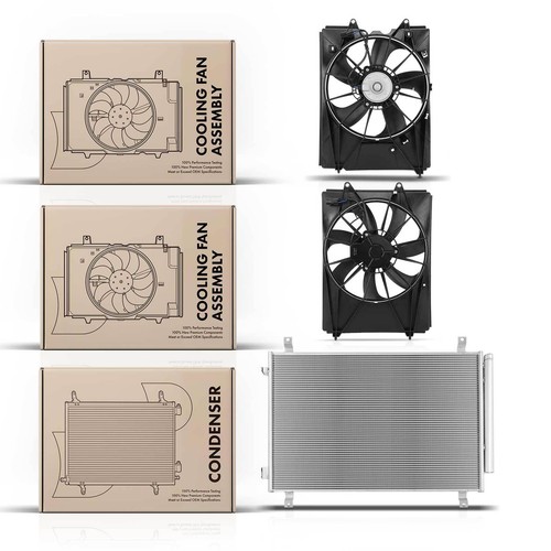 AC Condenser & Left&Right Cooling Fan Assembly Kit for Acura MDX Honda Passport - Picture 11 of 11