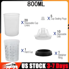 Disposable Spray Gun Plastic Cup Liners & Lids 27Oz (800ML) Car Supplies