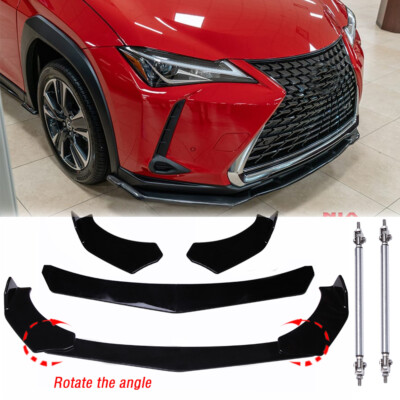Front Bumper Lip Spoiler Splitter + Strut Rods For Lexus UX200 UX250h 2019-2023