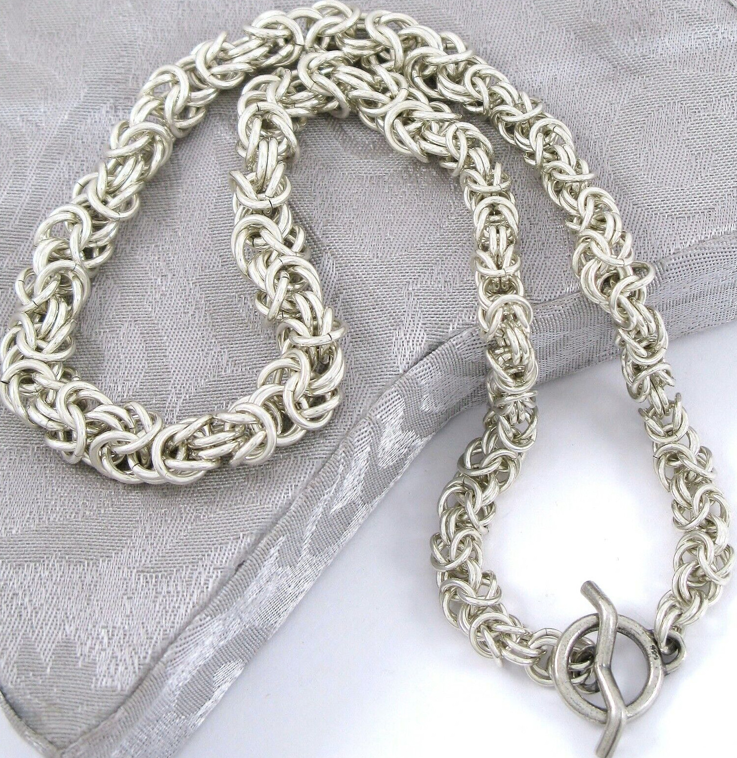 Solid Sterling Silver 925 18" Byzantine Chain Nec… - image 4