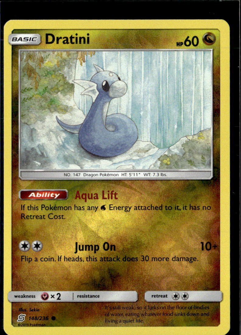 Pokemon Dratini 148/236 Unified Minds Reverse Holo Common  2 Card Lot