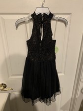 NWT Windsor Black Gold Bodycon Sleeveless Halter Party Midi Dress Juniors Size 5