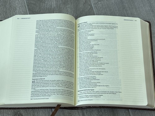 ✝️ NKJV Journal the Word Bible Bonded Leather Brown Red Letter Edition GOOD - Imagen 4 de 10