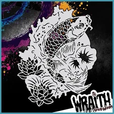 Koi #2 - Reusable Airbrush Stencil Template