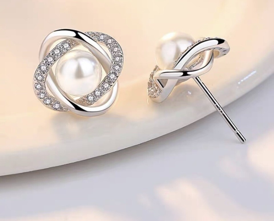 Silver Plated Faux Diamond Earrings - CZEAR615