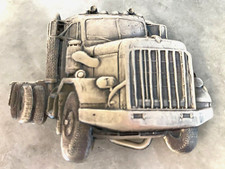 NOS - Vintage SEMI TRACTOR TRAILER SEMI CAB Solid Brass Belt Buckle 1970'S TRUCK