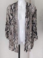 CHICO'S NWOT gray white linen open front jacket size 1 / Med
