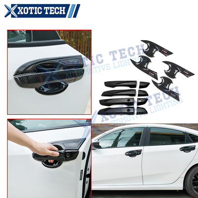 Carbon Fiber Pattern Side Door Handle + Bowl Overlay Molding For Civic 2016-2021