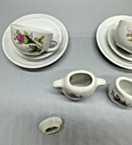 Vintage 15 pc Miniature Moss Rose Tea Set Child’s Play Set From China EUC - Picture 10 of 11