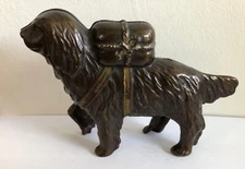 c. 1905-1930's A.C. Williams "St. Bernard W/ Pack (Small)" Cast Iron Still Bank