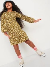 Old Navy Kid Girls Tiered Printed Long Sleeve Dress&nbsp;Size Small Medium Large
