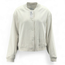 M&S Womens Satin Relaxed Bomber Jacket Ivory RRP £59.00