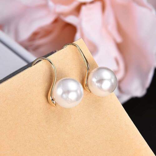 1 Crystal Elegant Pearl Ear Earrings White Women Lady Stud Pair Gold Rhinestone