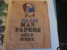 ORIGINAL 1960/70'S HIPPIE ZIG ZAG MAN PAPERS SOLD HERE STORE WINDOW BANNER