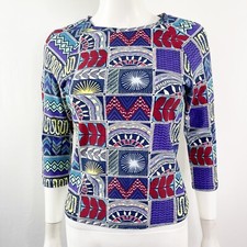 Mara Hoffman Swim Navy Blue SPANDEX QUILTS Swim Top Size M Multicolor Rash Guard