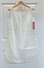 NWT Women’s Merona White Dot Lace Trim Shift Lined Dress, MEDIUM