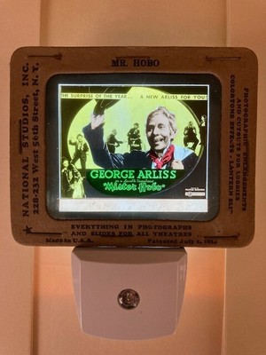 ''Mister HOBO'' w/ George Arliss 1935 Vintage glass movie slide &  LED NIGHT LIGHT