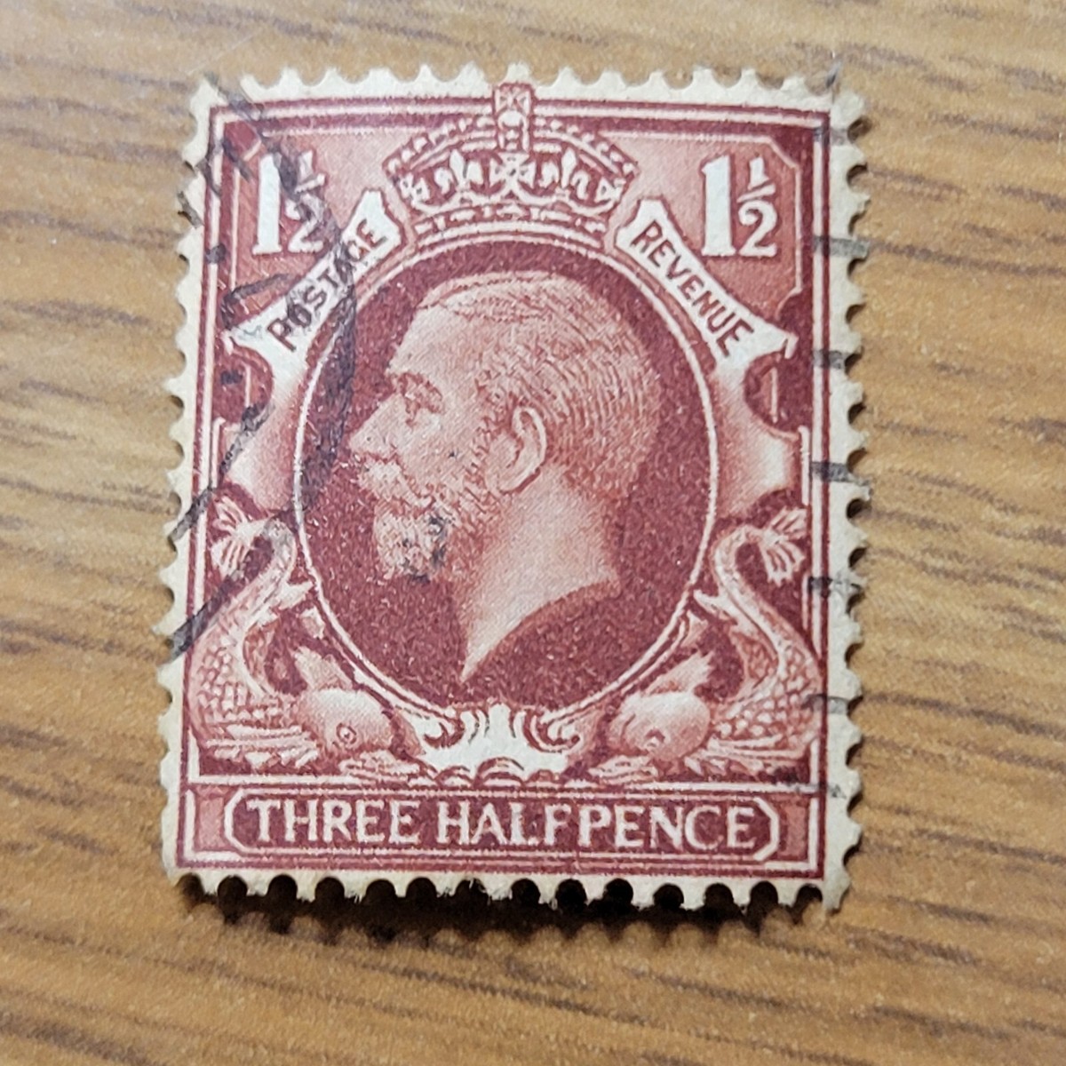 1912-13 Great Britain King George V Three Half Pence Dark Brown
