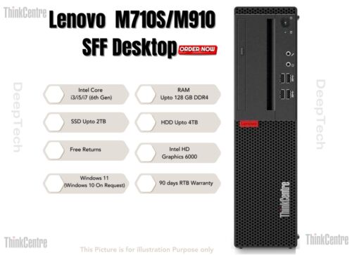 Lenovo M910 SFF Intel i7-6700 7th Gen 64GB RAM 1TB SSD Wi-Fi Enabled Desktop PC - Picture 2 of 4