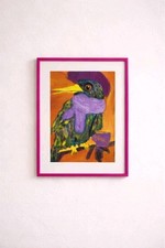 Morning Café Philosopher Whimsical Bird Portrait Original Acrylic