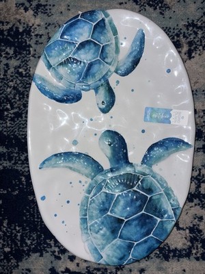 New Sigrid Olsen Sea Turtles Gorgeous Blue Melamine Large Serving Tray 17''X11.5''
