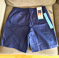 GAP Men's Blue Linen-Cotton Chino Shorts Drawstring Elastic Waist Pockets