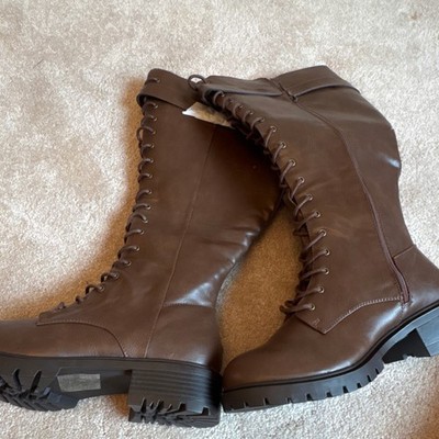 Ovation Women's Tall Brown Leather Lace-Up Riding Boots Size 10