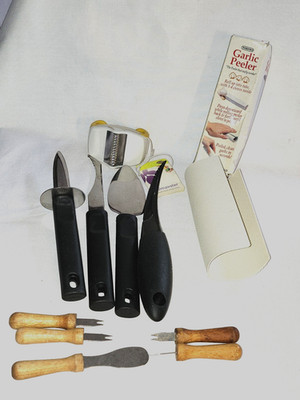 11 Kitchen gadgets  Palmzester Garlic Peeler OXO Oyster Knife  Studio Nova Tools