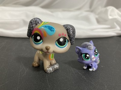 Littlest Pet Shop 2344 Shimmer Shine Glitter Dalmatian Dog + Ziza Glitterton