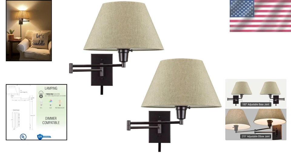 Adjustable Wall Lamp with Latte Mocha Shade - Image 2 of 4