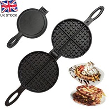 Cast Iron Waffle Maker Pan 6In Stove Top Waffle Iron Cookware, Portable Camping